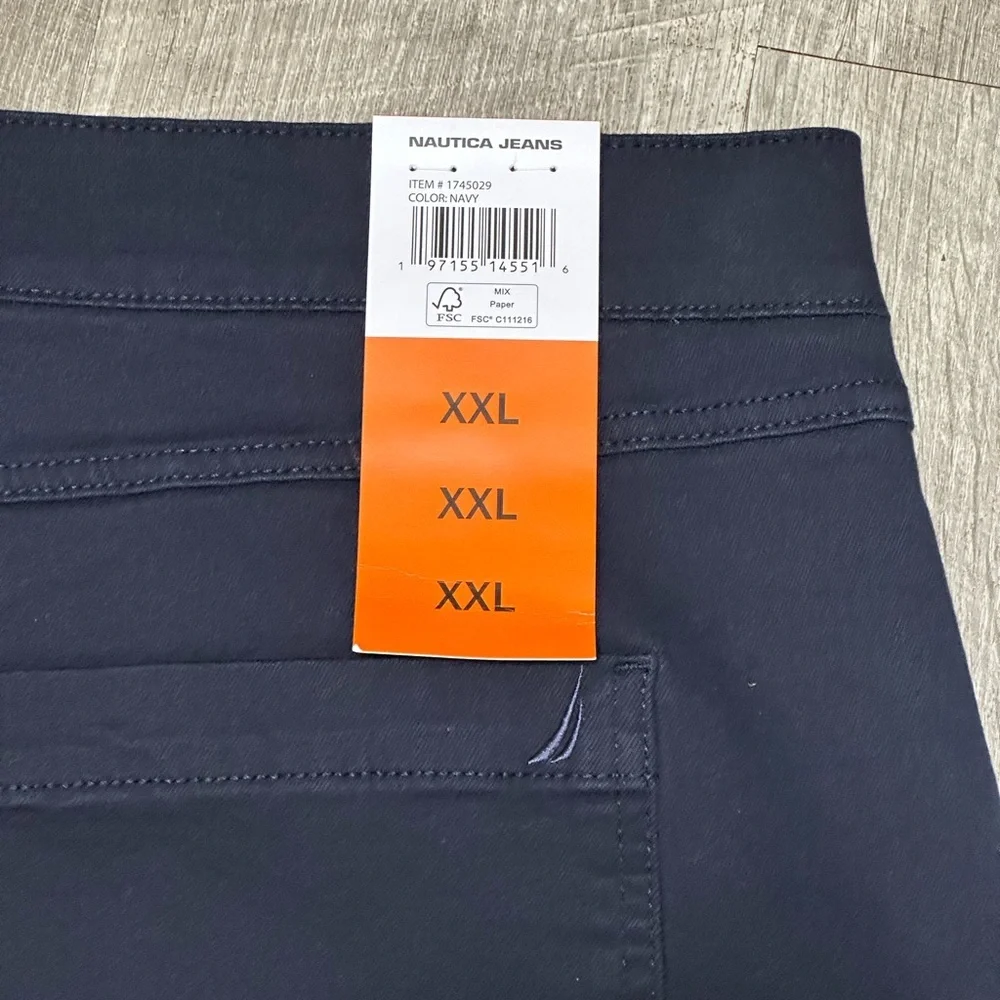 Women's Nautica 2XL Pull On Shorts Navy Blue Elastic Waistband Twill Spandex NWT